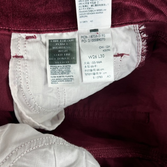 Levis 725 Bootcut High Rise Pants Women 26(25X29) Candy Apple Red Corduroy - Picture 3 of 13